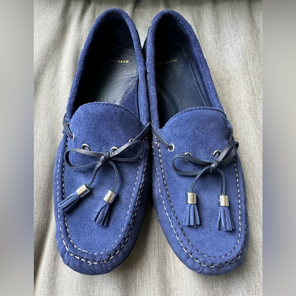 ✨Rare Cole Haan Blue Suede Slip on Moccasin Loafers - Picture 3 of 8